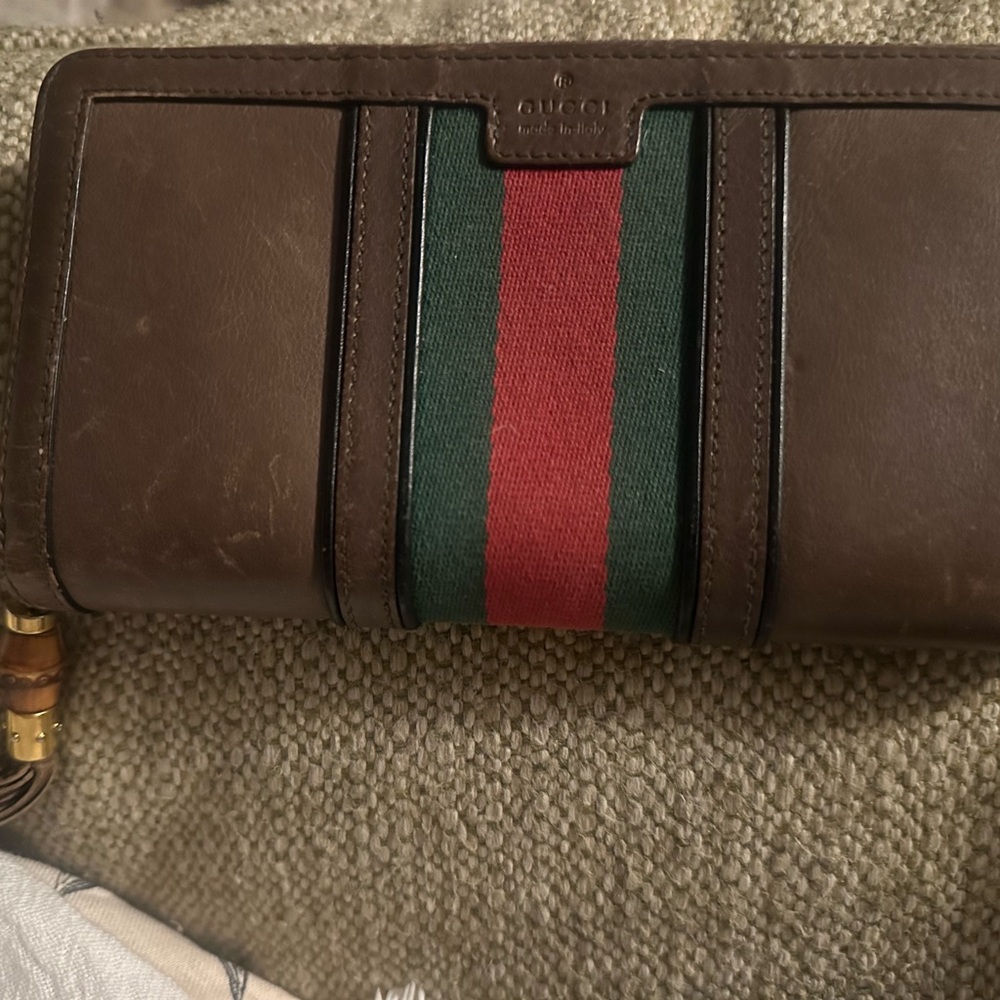Gucci Brown Wallet with Red and Green Stripe